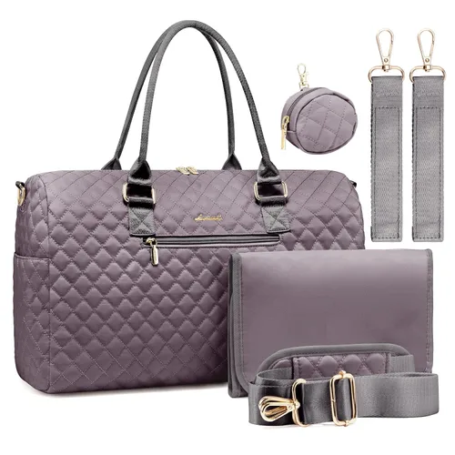 Vista 18 de LOVEVOOK - Bolso de pañales con estuche para chupete y cambiador, bolso grande de maternidad para hospital y viajes de fin de semana, bolso