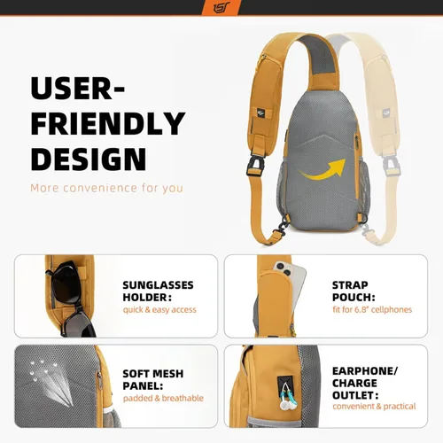 Vista 4 de SKYSPER - Mochila cruzada con bloqueo RFID, mochila de bandolera, mochila para el hombro y el pecho, mochila de viaje y senderismo, para mujeres
