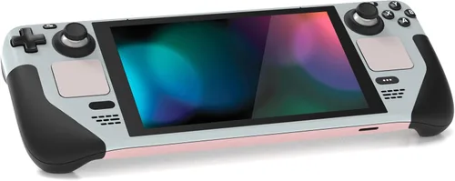 Vista 5 de PlayVital Juego completo de calcomanías protectoras para Steam Deck LCD, calcomanías personalizadas para cubierta de vapor OLED, serie pálida, gris