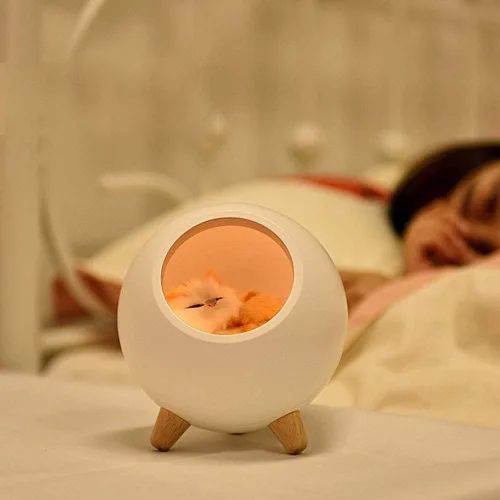 Vista 6 de Yosooo - Lámpara de mesa para gatos, para mascotas, con luz nocturna para gatos y mascotas