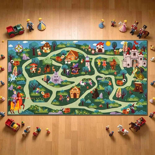Vista 8 de LIVEBOX Alfombra de juego de fantasía para sala de juegos, alfombra