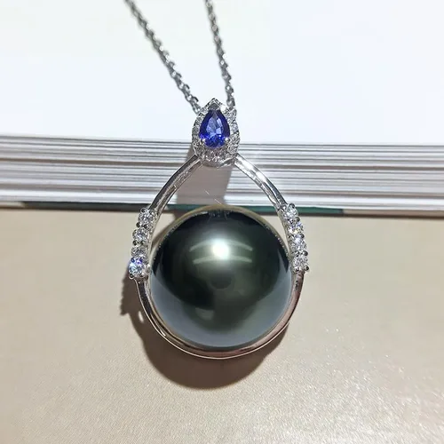 Vista 3 de Nonnyl Gifts for Wife -Tahitian BlackFreshwater Cultured Pearl Necklace for Women-Anniversary Birthday Mothers Day Valentines Day Christmas- Fine
