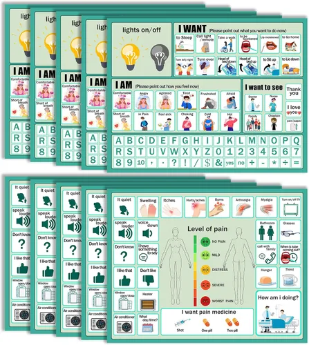 Vista 7 de Tablero de comunicación no verbal, resistente al agua, herramientas de comunicación para pacientes con afasia, tarjetas duraderas para dispositivos