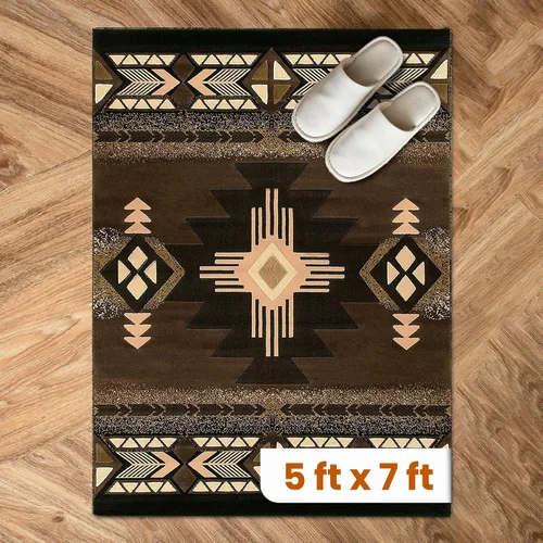 Vista 11 de YHSF South West - alfombra estilo nativo americano del suroeste C318 - fácil de limpiar, gruesa, suave, duradera, alfombra inspirada en tribus