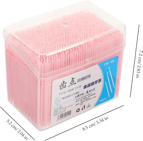 Vista 3 de Palillos de dientes para dientes, 1000 unidades, palillos de dientes de doble cabeza interdental, cuidado bucal (color aleatorio)