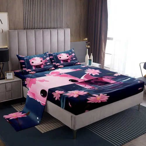 Vista 35 de Erosebridal Juego de sábanas de ballena náutica, tamaño individual, juego de ropa de cama vintage azul con ondas oceánicas para niños y niñas