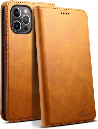 Vista 8 de SINIANL Funda tipo cartera para iPhone 12/12 Pro con tarjetero, funda plegable de cuero con función atril y cierre magnético para 6.1 pulgadas, Negro