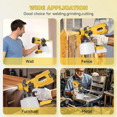 Vista 6 de Pulverizador de pintura inalámbrico compatible con batería Dewalt de 20 V MAX, pistola de pintura en aerosol con recipiente de 47.3 fl oz, pistola