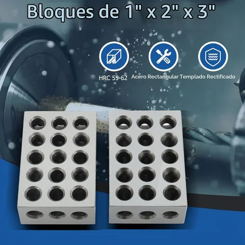 Vista 6 de WFLNHB 1 par a juego Precisión 1 x 2 x 3 pulgadas Bloques 23 agujeros 0.0002" Machinist 1-2-3 Set