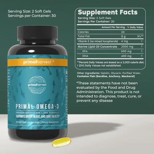 Vista 3 de Primal Harvest Rutina diaria de dos pasos NAD+ + Omega 3 Paquete de 2 Suministro para 30 días