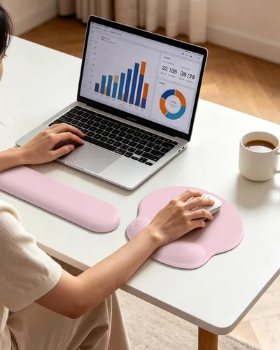 Vista 5 de Alfombrilla de mouse con reposamuñecas, ergonómicas para escritorio, alfombrilla de mouse antideslizante para oficina con soporte de muñeca de gel