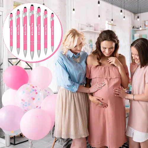 Vista 7 de Nuanchu 48 bolígrafos retráctiles para baby shower, con texto en inglés "It's a Boy Girl", bolígrafos de gel retráctiles de tinta negra, bolígrafos