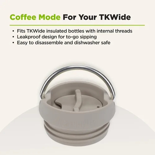 Vista 7 de Klean Kanteen TKWide - Tapa de café aislada a prueba de fugas, sin BPA, apta para lavavajillas, color gris pardo