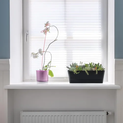 Vista 7 de Skelang Maceta rectangular de 3 piezas, maceta de flores de 12 pulgadas, contenedor para alféizar de ventana para suculentas, hierbas, verduras Negro