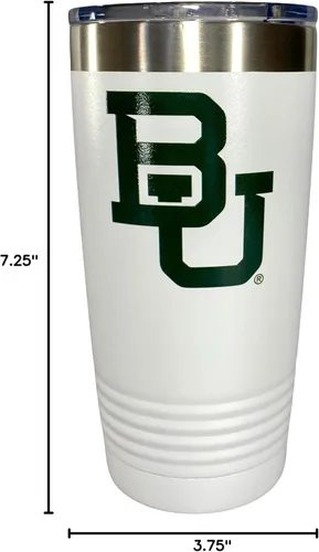 Vista 7 de Game Day Outfitters Baylor University - Vaso de viaje blanco de 20 onzas, vaso de acero inoxidable de doble pared con tapa acrílica, vasos Baylor