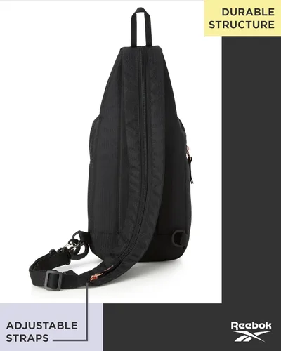 Vista 5 de Reebok Bolso cruzado unisex - Bolso cruzado compacto para mujeres y hombres con correa convertible para gimnasio y viajes, Negro (Cosmos Black)