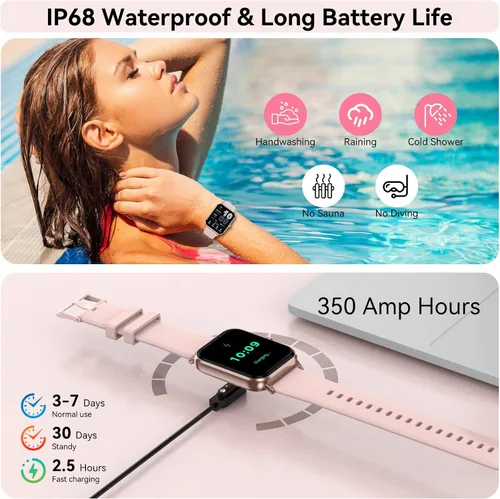 Vista 6 de Reloj inteligente para hombres/mujeres, Android e iOS, pantalla táctil HD de 1.83 pulgadas, reloj de fitness con llamadas Bluetooth estables