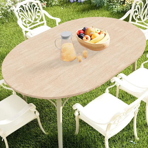 Vista 50 de Smiry Mantel redondo de pícnic, fundas de mesa elásticas impermeables para mesas de 18 a 24 pulgadas, manteles de vinilo con parte trasera