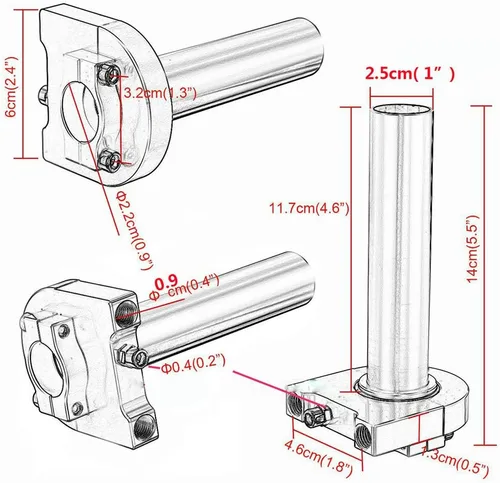 Vista 5 de Yibid Manillar de motocicleta de 7/8 pulgadas, agarre de mano, anodizado motorizado, CNC, giro rápido, tubo de acelerador, control de palanca