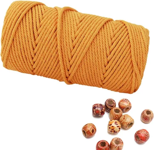 Vista 42 de Cordón de macramé beige de 0.078 pulgadas x 220 yardas, cuerda de algodón torcido de 4 hebras natural para colgar en la pared, manualidades, cordel