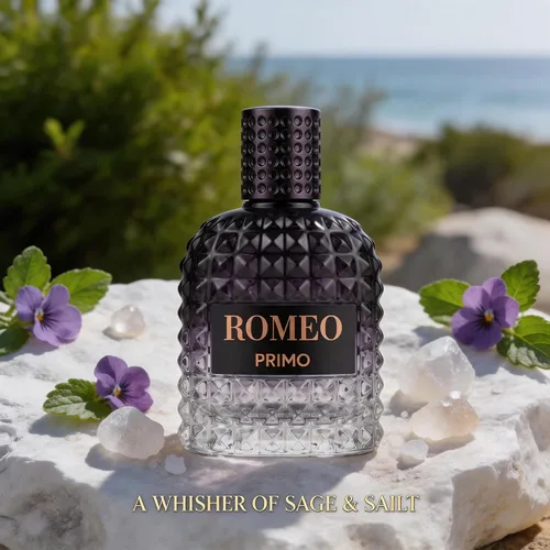 Vista 3 de A CENTER Romeo Primo Eau de Toilette para hombre, 3.4 onzas líquidas, 3.4 fl oz, perfil aromático de madera marina Hoja de violeta, jengibre