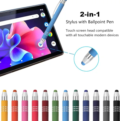 Vista 2 de Kingluu 12 bolígrafos personalizados suaves al tacto con lápiz capacitivo, grabado gratis, tinta negra con tu nombre, logotipo, mensaje y texto