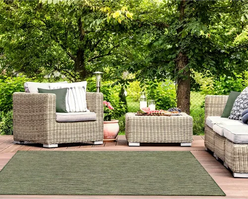 Vista 14 de Liora Manne Carmel - Alfombra tejida de perfil bajo de fácil cuidado para interiores y exteriores, color aguamarina, 6 pies 6 pulgadas x 9 pies 4