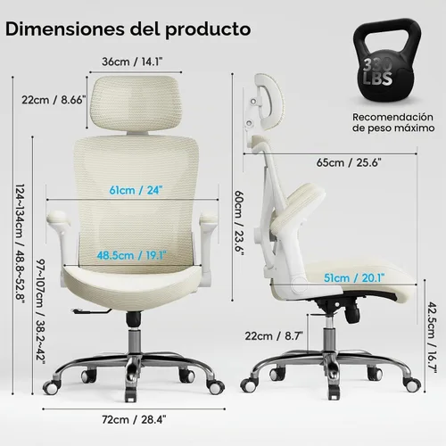 Vista 3 de Silla ergonómica de oficina: sillas de escritorio de oficina en casa