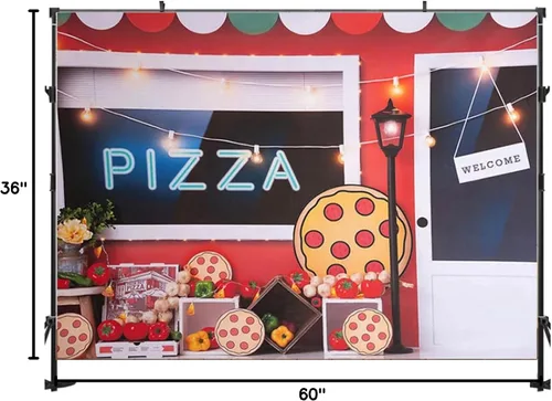 Vista 8 de Pizzería Fiesta de Cumpleaños Fondo de fotografía para niños, decoración de retratos, decoración de retratos, telón de fondo de vinilo para estudio
