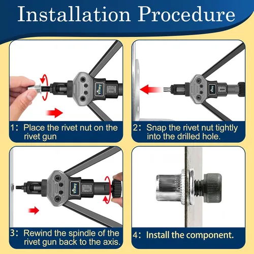 Vista 3 de Tuerca de remache UNC de 1/2 ''-13, 10 piezas de acero inoxidable 304 cabeza plana remache roscado inserto Nutsert