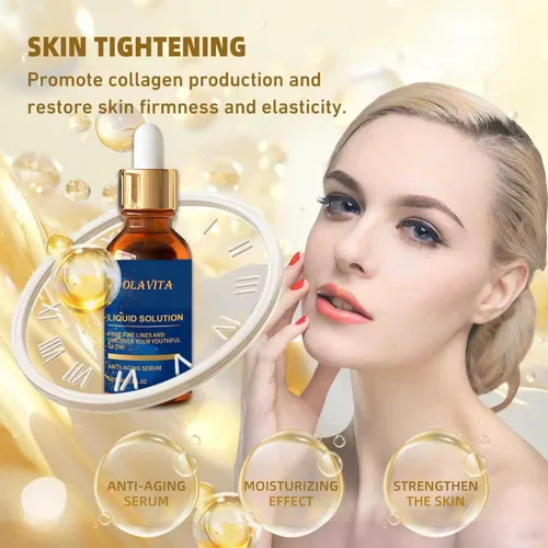 Vista 2 de OLAVITA Liquid Solution - Suero antienvejecimiento con vitamina C, suero facial hidratante y reafirmante con soporte de colágeno, paquete de 2