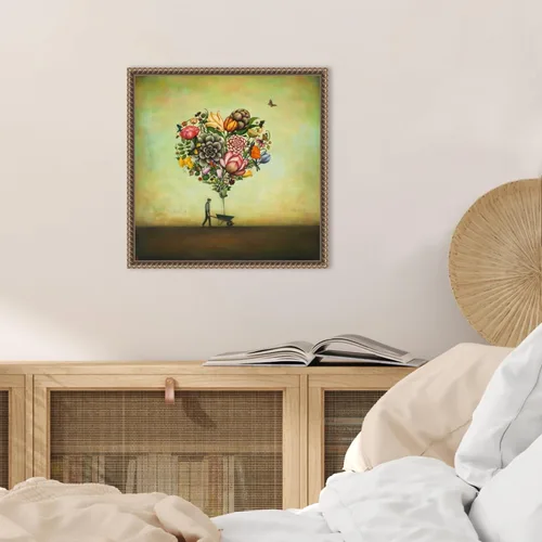 Vista 5 de Amanti Art Lienzo enmarcado para pared, diseño botánico de corazón grande de 16 x 16 pulgadas, por Duy Huynh, lienzo enmarcado para pared, obras