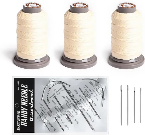 Vista 9 de WUTA Juego de agujas de coser a mano de hilo encerado, suministros de costura de cuero para tapicería del hogar, bolsas de lona de cuero, sofá