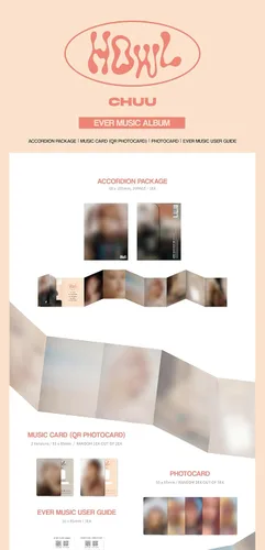 Vista 2 de Contenido del primer mini álbum de CHUU Howl+Tarjeta fotográfica+seguimiento sellado (versión de álbum de música)