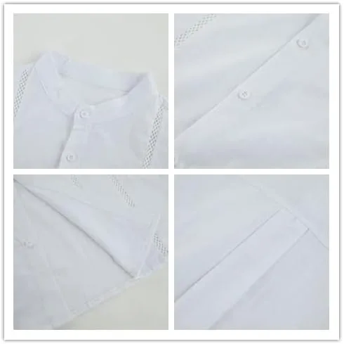 Vista 2 de Pengfei Camisas casuales de lino de algodón para hombre, estilo guayabera, con botones, manga larga, para la playa