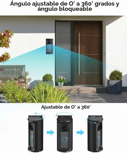 Vista 3 de KMOUANTS Soporte de Montaje de Ángulo Ajustable de 360° Grados para Timbre Compatible con Ring/Timbre de Video Inalámbrico/Timbre de Batería