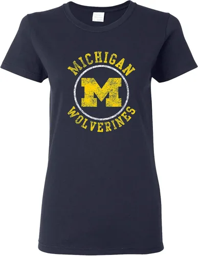 Vista 38 de NCAA - Camiseta para mujer, diseño de círculo envejecido, color del equipo, universidad