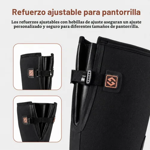 Vista 3 de HISEA Botas de lluvia mejoradas para hombre, botas de goma de neopreno aisladas impermeables con vástago de acero, botas de trabajo duraderas Negro