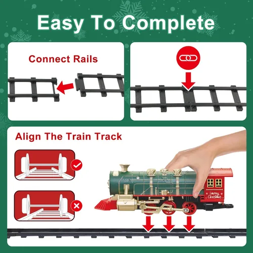 Vista 5 de Juego de tren eléctrico para niños de 4 a 8 años con vapor real, luces y sonidos, juego completo de tren de juguete con autos y pistas, fácil