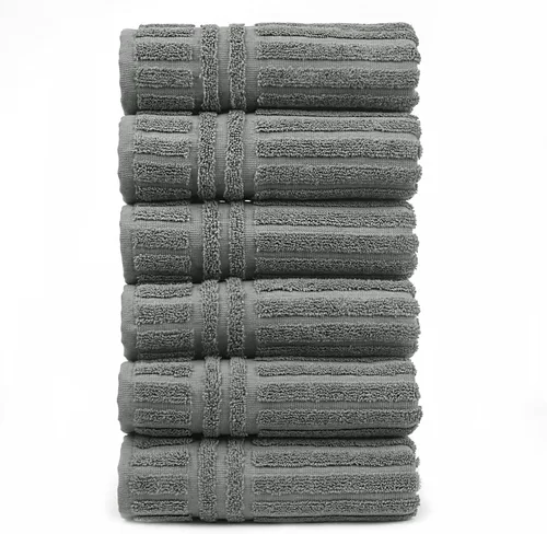 Vista 6 de BC BARE COTTON Toallas de lujo a rayas para hotel y spa (toalla de baño, juego de 4, negro)