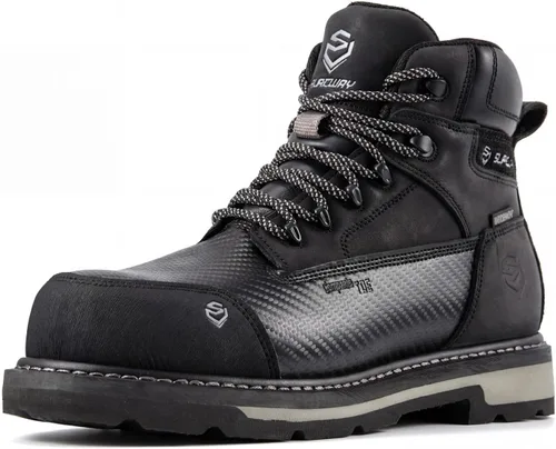Vista 10 de SUREWAY Botas de trabajo impermeables de 6 pulgadas para hombres, de cuero Puntera Compuesta Impermeable Marrón