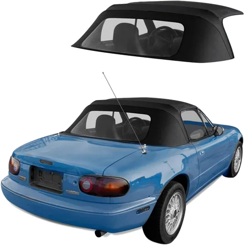 Vista 10 de Capota de vinilo de repuesto para automóvil descapotable Mazda Miata Cabriolet (para modelos 1990-96), con ventana de plástico transparente, Marrón