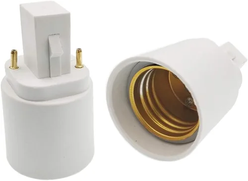 Vista 4 de Adaptador G24d a E26/E27 (no GY24d) Adaptador de enchufe CFL de 2 pines de 0.858 in G24 a E26/E27, convertidor de base de lámpara GX24d a E26/E27