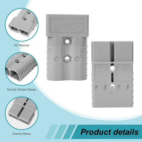 Vista 4 de Conector de batería 350A AWG 2/0 Batería de conexión rápida Conectores de alimentación modulares Desconexión rápida (gris)