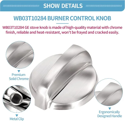 Vista 3 de Paquete de 5 perillas WB03T10284 para hornos GE, 191D5100, perillas de estufa compatibles con la gama GE, estufa, horno, reemplaza 1373043 AP4346312