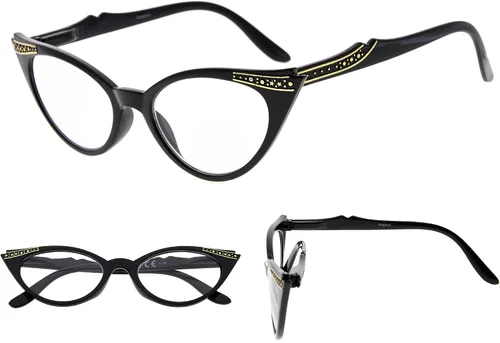 Vista 7 de GUD 3 pares de anteojos de lectura estilo ojo de gato para mujer (negro/tortuga/morado transparente)