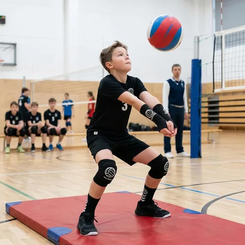 Vista 9 de Equipo de voleibol para jóvenes - Rodilleras, mangas para brazos, calcetines y bolsa con cordón para jóvenes, adolescentes y niñas en entrenamiento