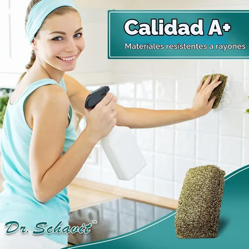 Vista 2 de Perfect Scour - Paquete de 2 esponjas para fregar para cocina, multiusos antiarañazos con poder de fregado resistente, limpiador suave y rápido