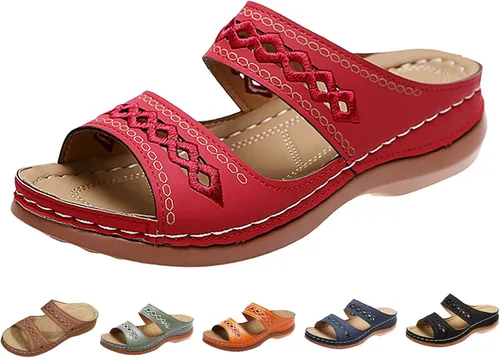 Vista 13 de Sandalias ortopédicas a la moda para mujer, sandalias para caminar con soporte de arco antideslizantes y cómodas, sandalias informales, sandalias