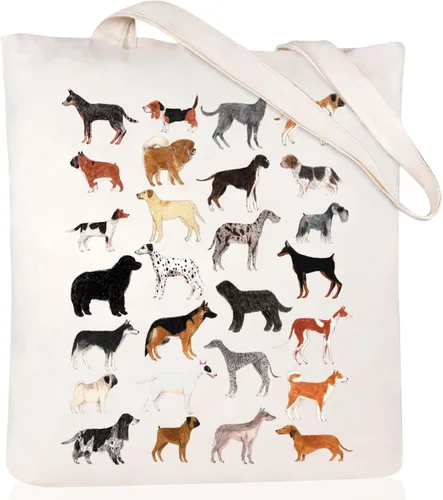 Vista 16 de Bolsa de lona estética para mujer con bolsillo interior, bolsa de hombro para libros, bolsas reutilizables para compras